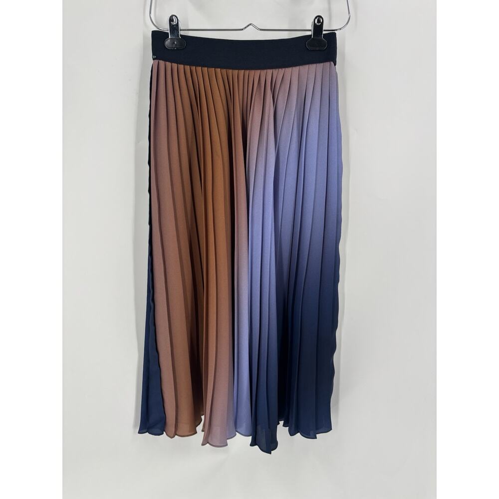 SportMax MaxMara Skirt Womens 4 Blue Orange Ombre Pleated Stretchy Pull On